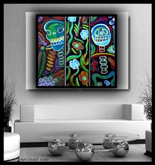 Sugar Skull Spirits Acrylics On Canvas, in Day Of The Dead