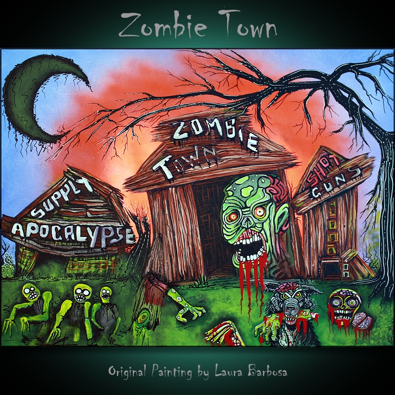 Zombie Town Acrylics on Canvas, in Gothic and Horror