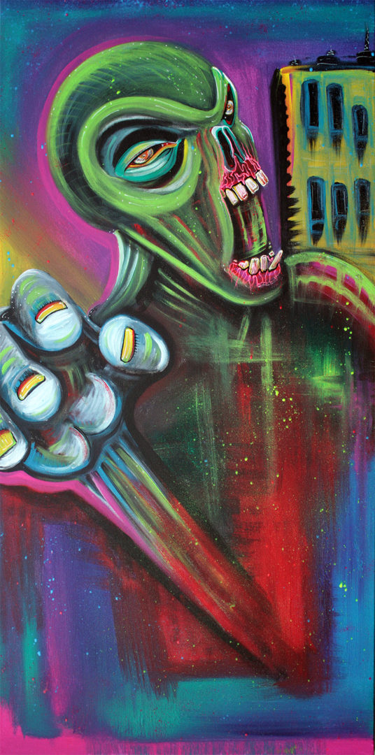 Alien Zombie Acrylics on Canvas, in Gothic and Horror